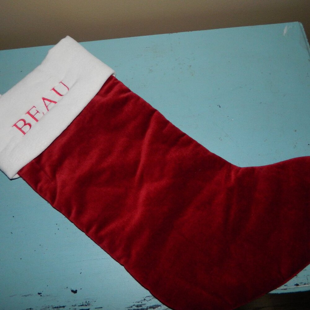 Pottery Barn Classic Velvet Christmas Stocking "Beau" Size M (TT-46)
